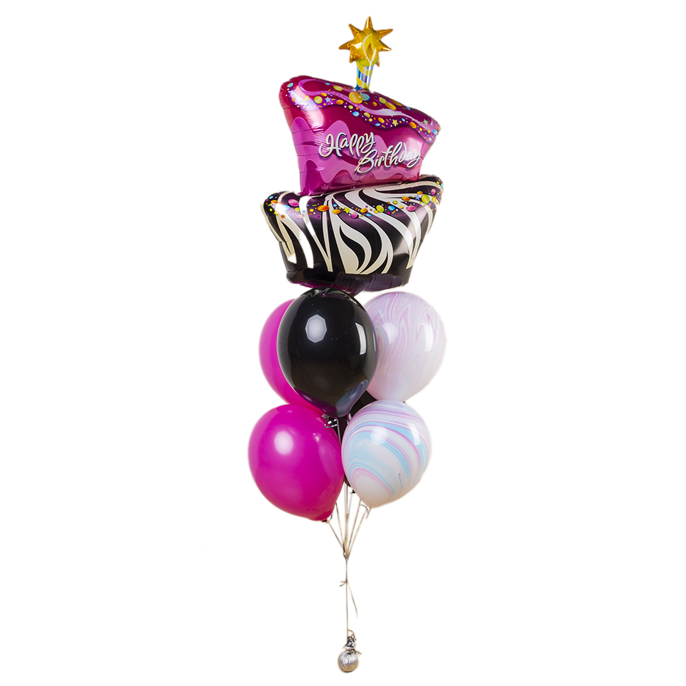 Фонтан разноцветных шаров Happy Birthday